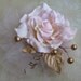 BRAELYNN -- Pale Pink Bridal Rose w/ Tuffs of Blush Pink Tulle & Vintage Gold Folliage Accents for Your Wedding Day -- Ship Ready and SALE