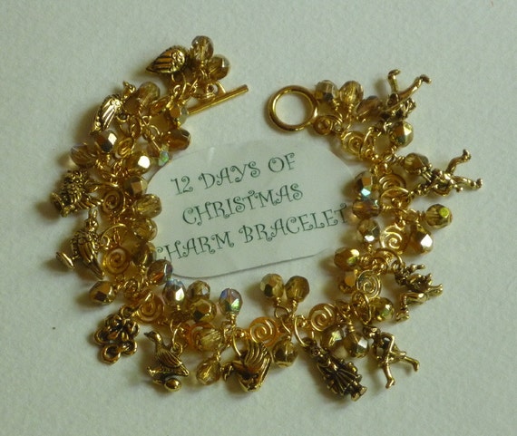 12 Days of Christmas Charm Bracelet Golden