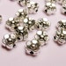 Silver color beads hypoallergenic- 50 pcs - small engraved flower