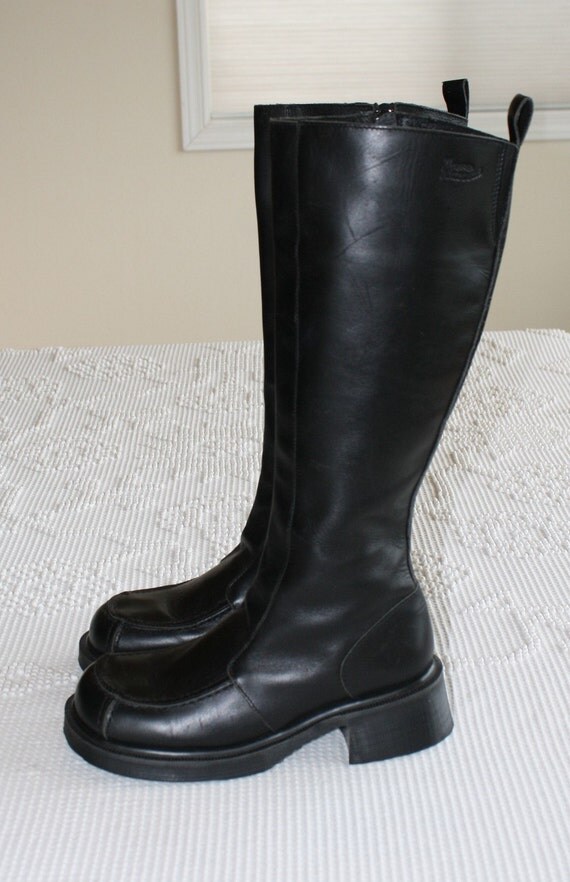 Vintage Tall Black DOC MARTEN Boots Leather Biker Boots