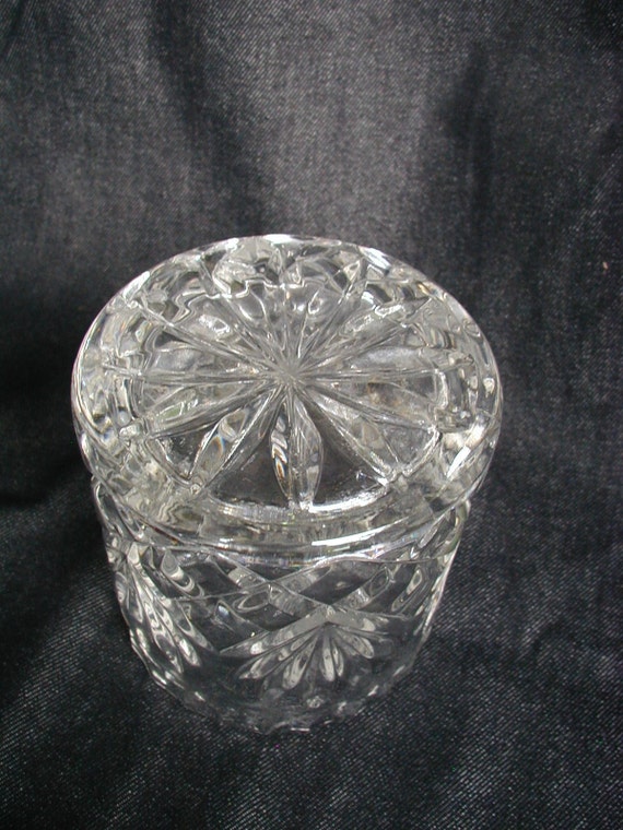 Vintage Leaded Glass Crystal Biscuit Jar Trinket Candy Dish