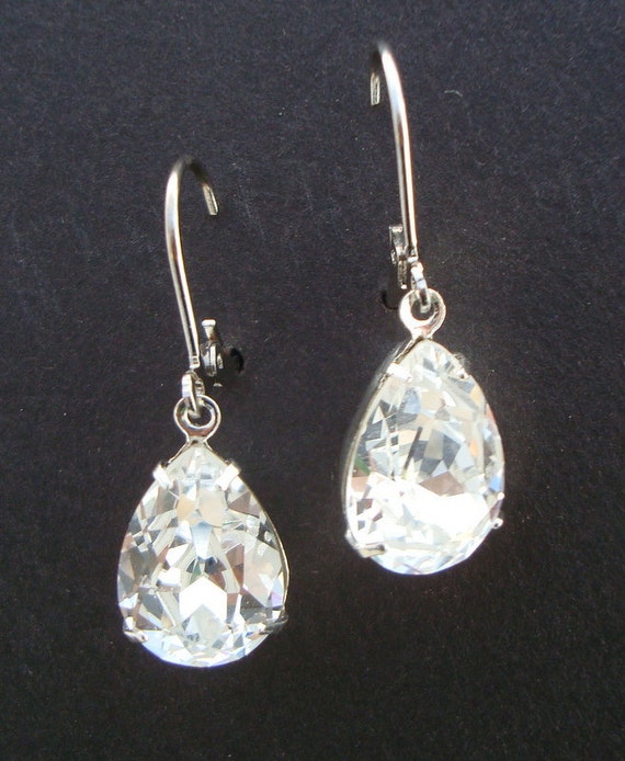 Crystal Swarovski Earrings Bridal Rhinestone Earrings teardrop
