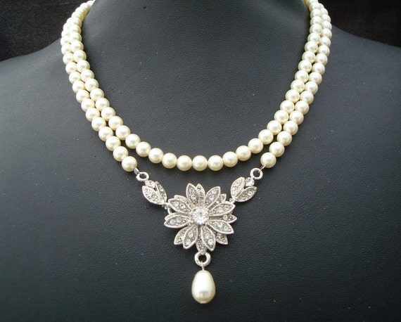 bridal Pearl Necklace Bridal Statement Necklace Pearl and
