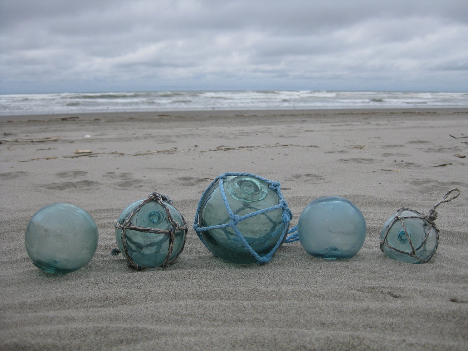 Japanese Glass Fishing Floats Collection of 5 by GlassFloatJunkie