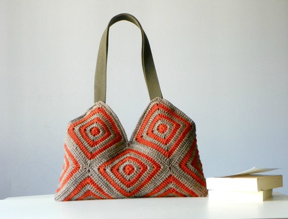 Crochet women bag, Stripet crochet Bag, granny square, Fall autumn ...