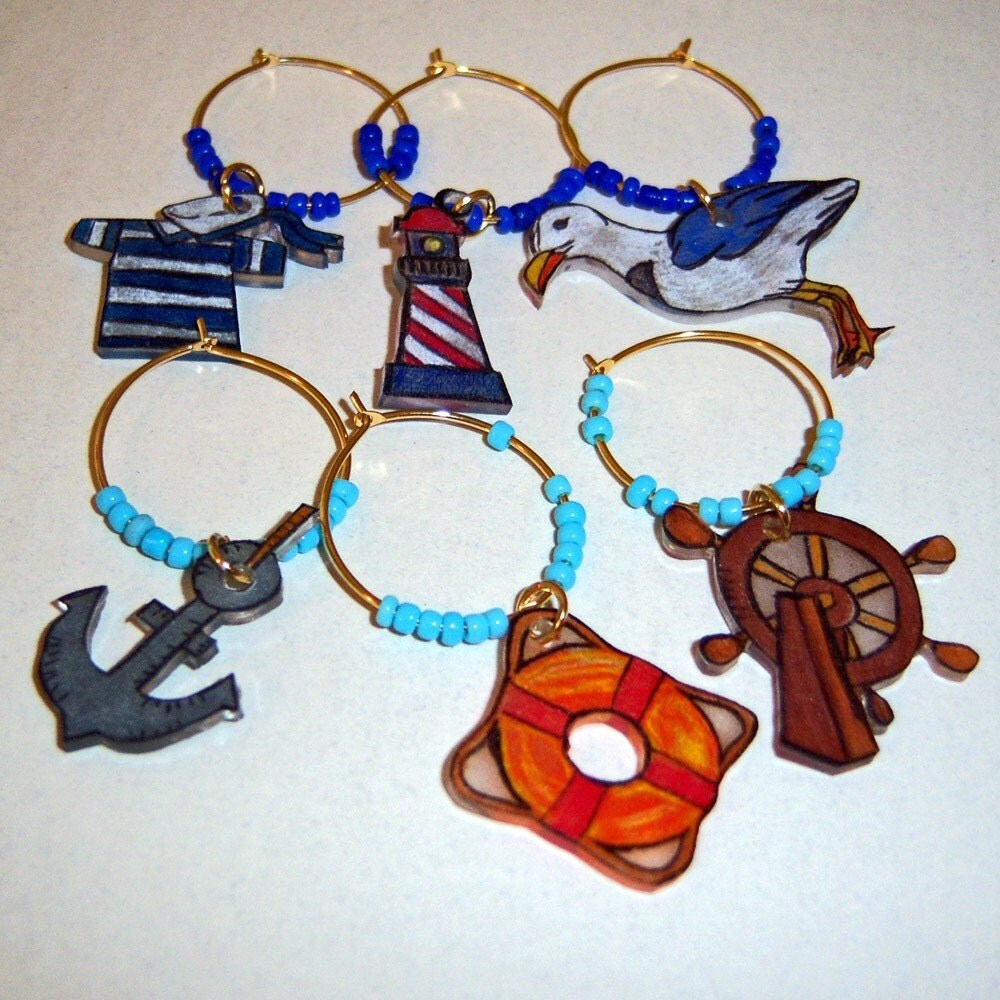 JND13 Nautical wine glass charms
