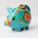 Vintage 1968 Retro Hippy Piggy Bank, Holiday Fair, Teal, Pink & Other Neon Colors