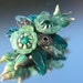 One of a kind handmade lampwork corsage brooch - Jade Rose