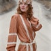 Vintage 1970s Victorian Style Silk Blouse Fall Fashion Autumn Orange