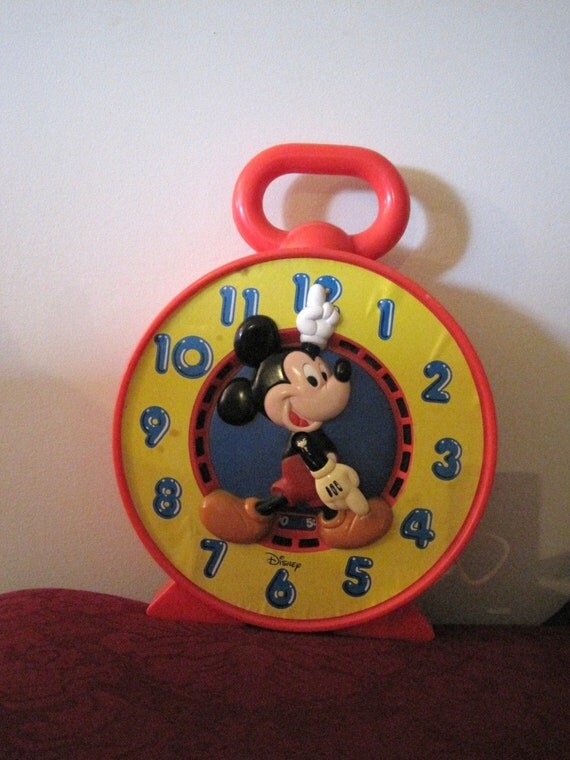 mickey mouse 1981 red yellow blue teaching time clock