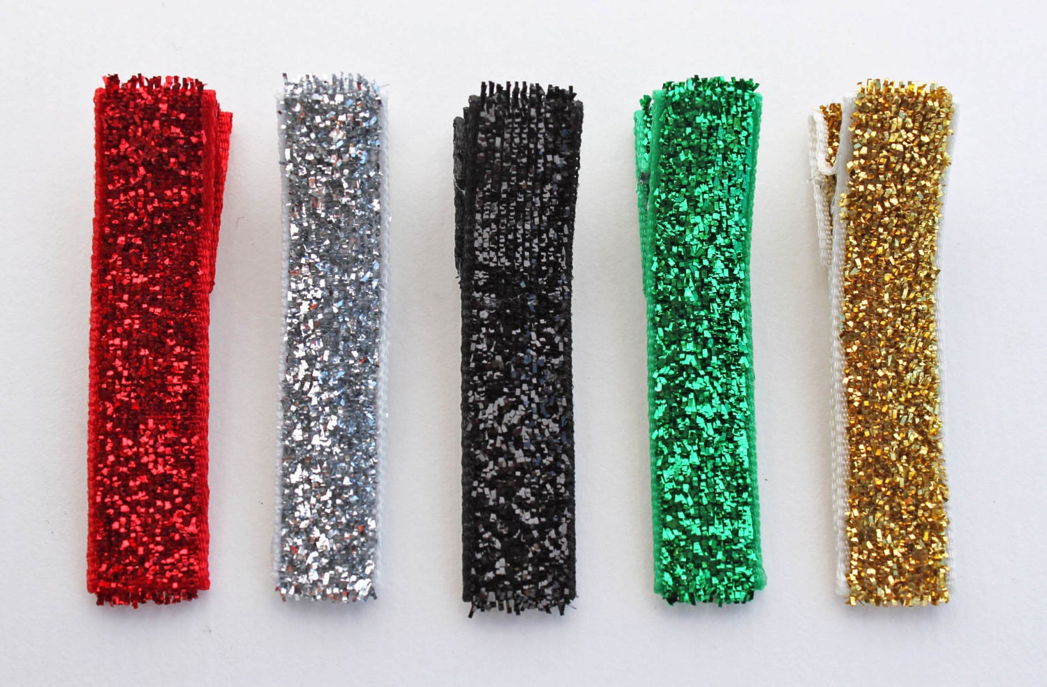 Glitter Sparkle Hair Clips Gold Silver Green by PrincessGraceBow