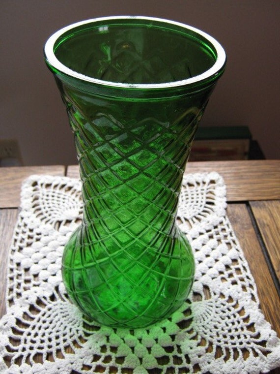 Vintage Green Hoosier Glass Flower Vase
