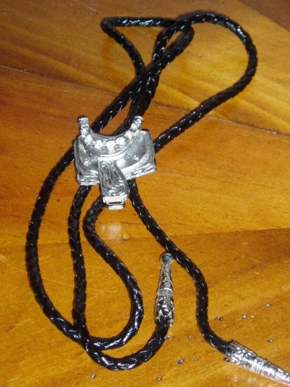 Bolo Tie Western Cowboy Neckwear Silver Rhinestone Horse