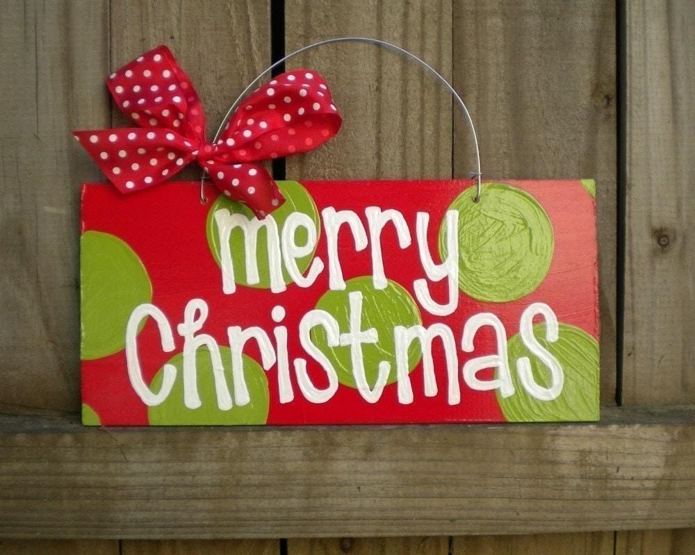 Merry Christmas Holiday Polka Dot Sign Holiday Sign