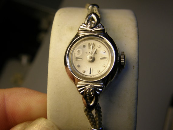 Vintage High End Ladies Timex Watch Rhodium by shinythings101