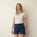 white knit sweater blue details button up size XS NOS vintage