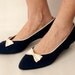 Size 8.5 Dark Blue pumps cute White bow NOS VIntage