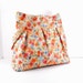 Large Pleated Bag, Coral and Blue, Large Purse, Floral Print