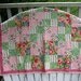 Pink, Green, White Floral Garden Quilted Baby Girl Blanket with Minky by MOMnI