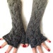 Fingerless Gloves - Grey Shades Cabled Woolen Winter Arm Warmers, Long and Warm
