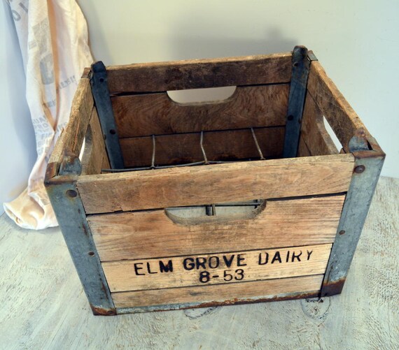 Wooden Dairy Milk Crate from Elm Grove Dairy