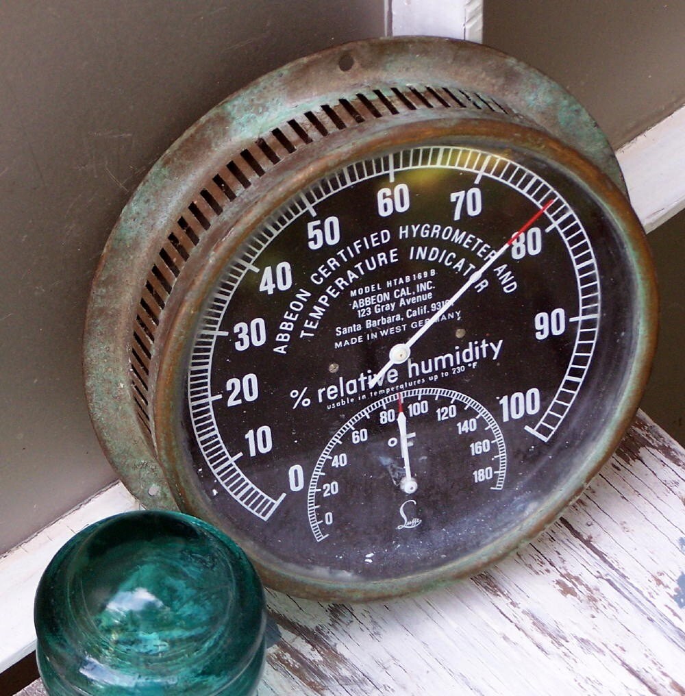 Vintage Brass West Germany Hygrometer Temperature Indicator