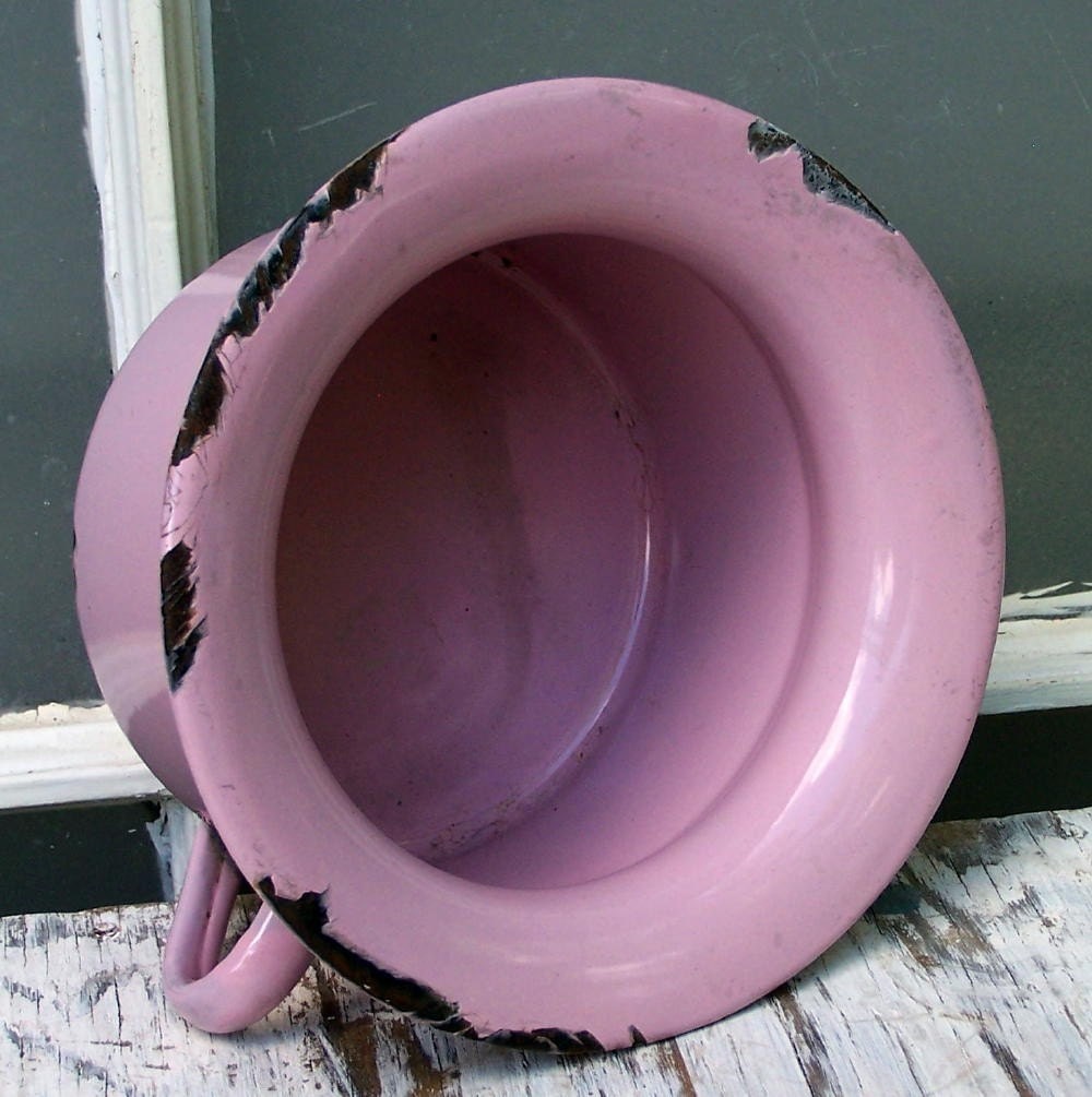 Child's Pink Enamel Potty Bowl Czechoslovakia