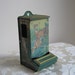 Vintage Match Holder Match Safe by Jasco, Green Metal Tin Deer Fawn, Rustic Cabin Woodlands Wall Decor