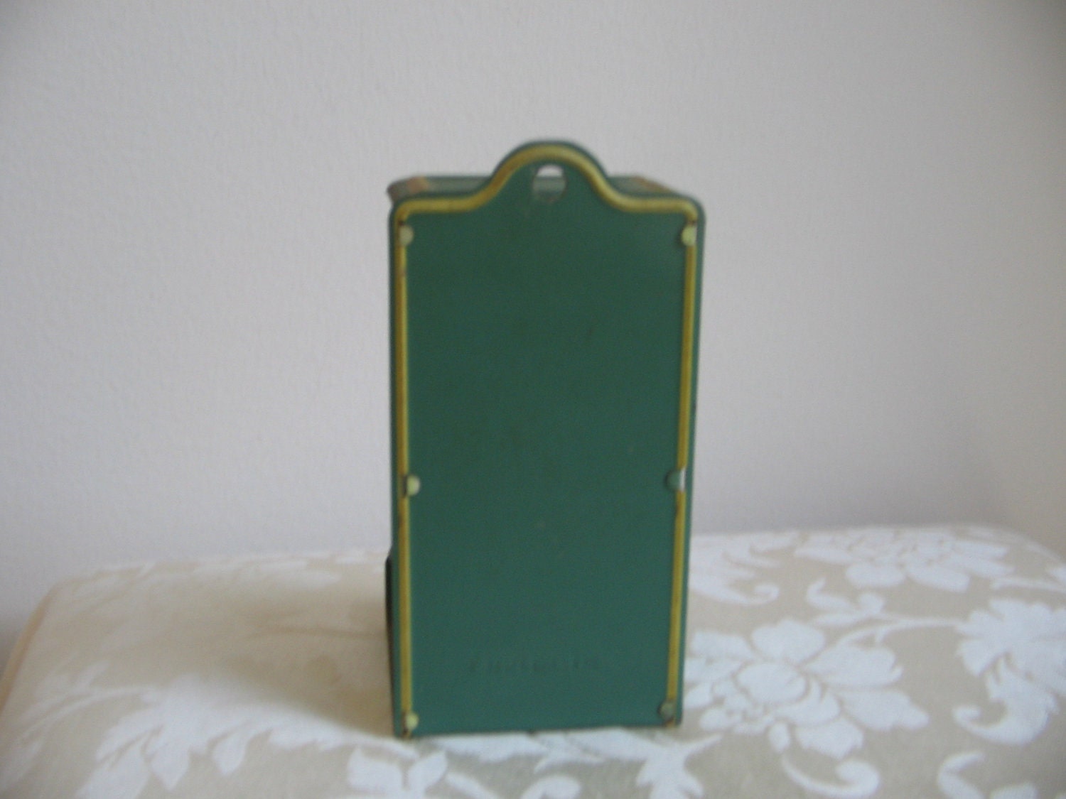 Vintage Match Holder Match Safe by Jasco Green Metal Tin Deer
