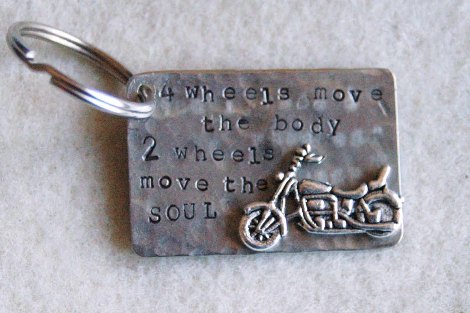 Motorcycle Keyring 4 Wheels Move The Body 2 Wheels Move The
