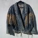 Vintage 1980's Acid-Washed Jacket by East West with Suede Leather Warrior Fringe and Silver Conchos Men's Medium