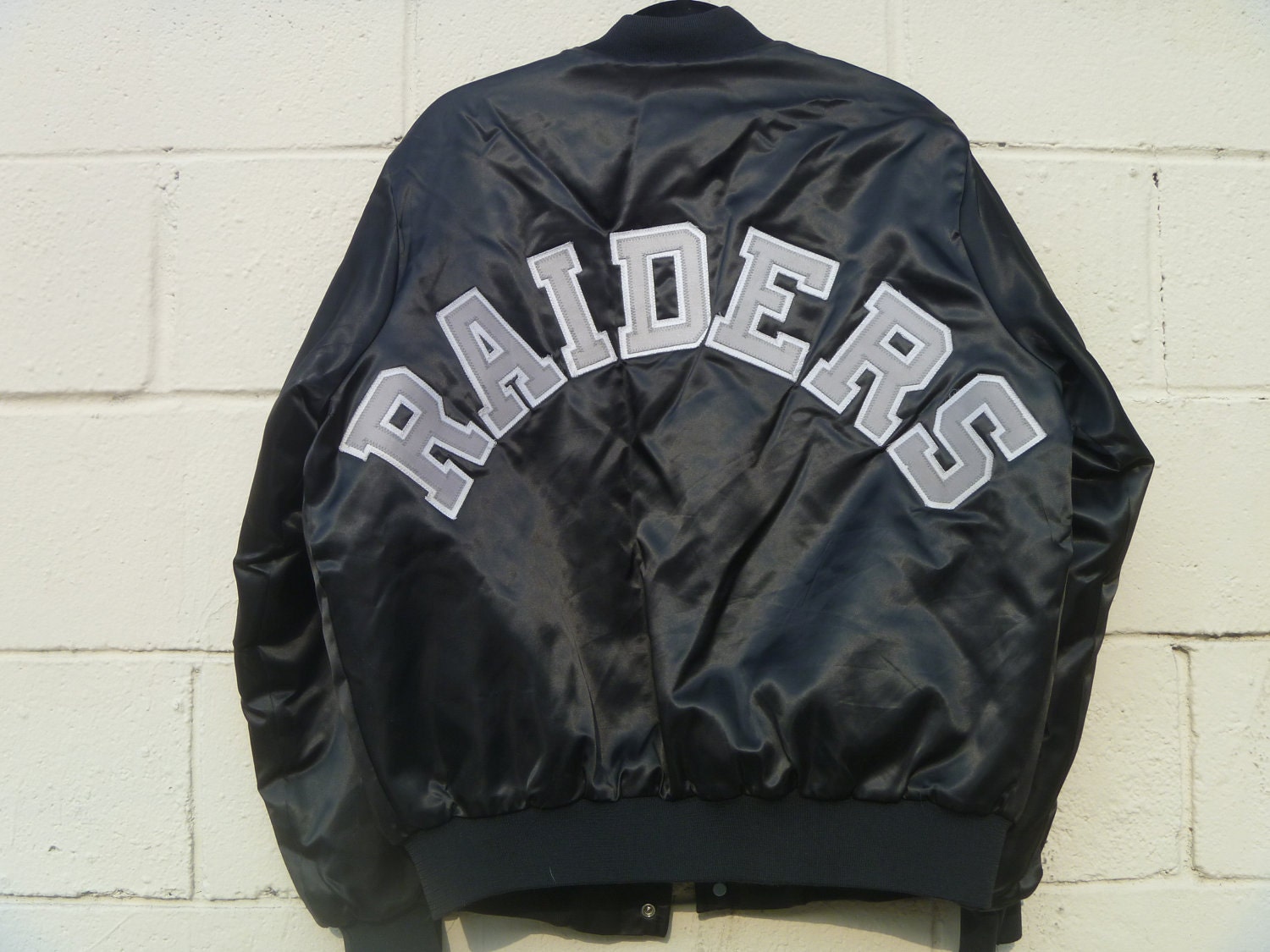 Vintage 1980's Los Angeles Raiders Nylon Bomber Jacket by