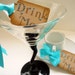 Alice in Wonderland Tea Party- 12 Vintage Sparkly "Drink Me" Tags- Kraft/Turquoise