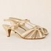 Sale - Size 8 vintage Hush Puppies vegan bone t-strap peeptoe sandals. Made in the USA.