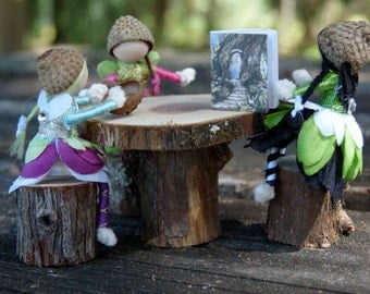 Miniature dollhouse furniture - fairy furniture - table and chairs