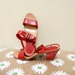 Red Shoes Vintage Leather Sandals with Heels Size 9