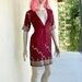 Ethnic Dress - Embroidered Dress - Medium - Small - Indian Dress - Brocade Dress - Tribal Dress - Dress Brocade - Cranberry and Silver