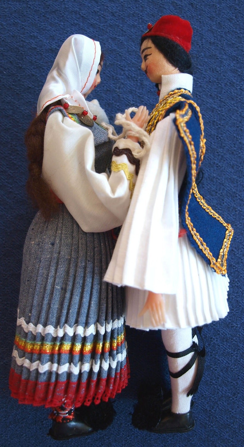 Vintage Pair Greek Souvenir Dolls