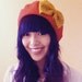 clementine bow beret - red with mustard bow