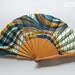Wax print hand fan with case - Orange & Blue Summer Waves - 1AD