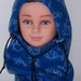 Royal Blue With Puppys Print Fleece Youth Balaclava Hat With A Free Small Personalized Monogrammed NameTag