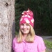 Dark Pink With Polka Dot Woman's Fleece Pom-Pom Hat