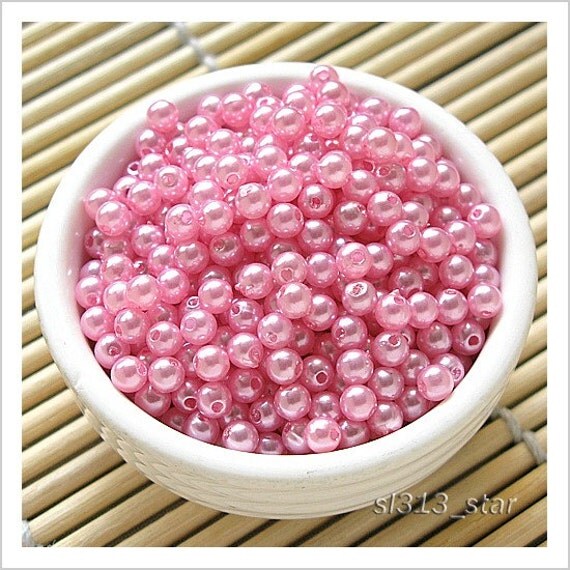 300pcs Acrylic Pearlized Pink Beads 5mm by sl313star on Etsy