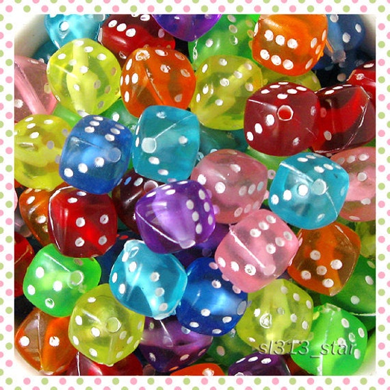 50pcs of Acrylic Dice Beads Mix Icy Colors by sl313star on Etsy