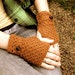 Lace Knit Handwarmers with Grandpa Buttons - Cotton Cashmere - Sandalwood