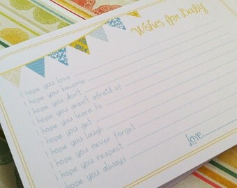 Wishes for Baby Boy Cards - Unique Baby Shower Activity Game or Memory Book Idea - Blue and Yellow