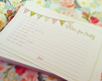 Wishes for Baby Girl Cards - Unique Baby Shower Activity Game or Memory Book Idea - Pink and Green