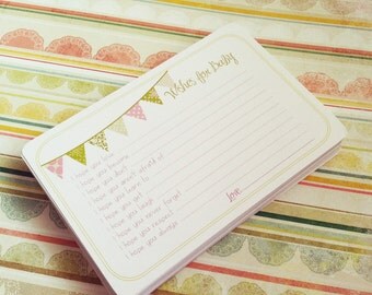 Set of 30 Wishes for Baby Girl Cards - Professionally Printed Unique Baby Shower Activity Game or Memory Book Idea - Pink and Green