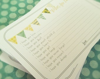 Neutral Wishes for Baby Cards - Unique Baby Shower Activity Game or Memory Book Idea - Yellow and Green