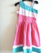 One-Shouldered Day Dress- XS, SALE Small, Pink and Teal, Cold Shoulder